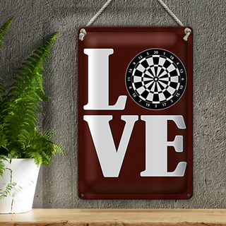 Blechschild Spruch 20x30cm Love Dart