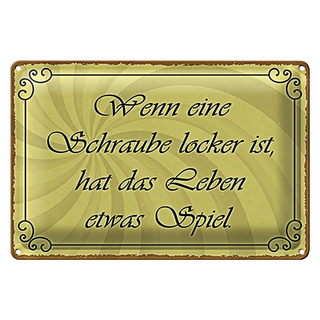 Blechschild Spruch 30x20cm Schraube locker Leben Spiel