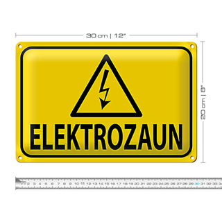 Blechschild Hinweis 30x20cm Elektrozaun Warnschild Vorsicht