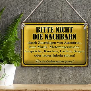 Blechschild Hinweis 30x20cm bitte nicht die Nachbarn stören