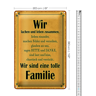 Blechschild Spruch 20x30cm wir sind eine tolle Familie