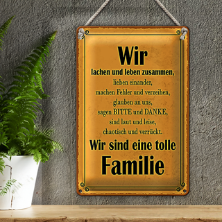 Blechschild Spruch 20x30cm wir sind eine tolle Familie