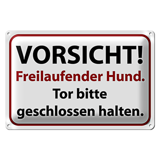 Blechschild Hinweis 30x20cm Vorsicht Freilaufender Hund