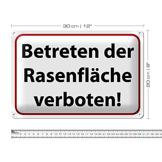 Blechschild Hinweis 30x20cm Betreten Rasenfläche verboten