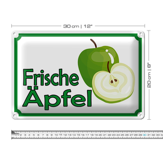 Blechschild Hinweis 30x20cm frische Äpfel Verkauf Hofladen
