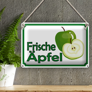 Blechschild Hinweis 30x20cm frische Äpfel Verkauf Hofladen