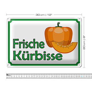 Blechschild Hinweis 30x20cm frische Kürbisse Hofladen