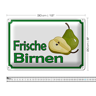 Blechschild Hinweis 30x20cm frische Birnen Hofladen