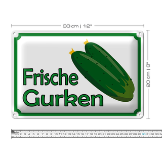 Blechschild Hinweis 30x20cm frische Gurken Verkauf Hofladen