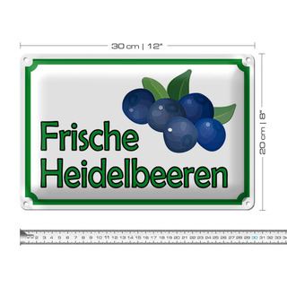 Blechschild Hinweis 30x20cm frische Heidelbeeren Hofladen