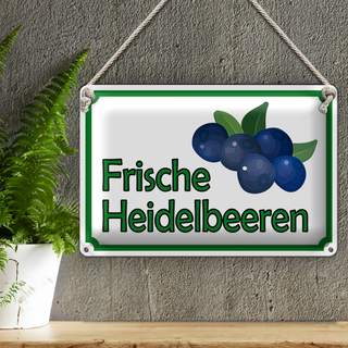 Blechschild Hinweis 30x20cm frische Heidelbeeren Hofladen