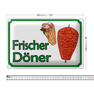 Blechschild Hinweis 30x20cm frischer Döner Restaurant