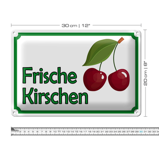 Blechschild Hinweis 30x20cm frische Kirschen Hofladen