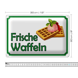 Blechschild Hinweis 30x20cm frische Waffeln Verkauf