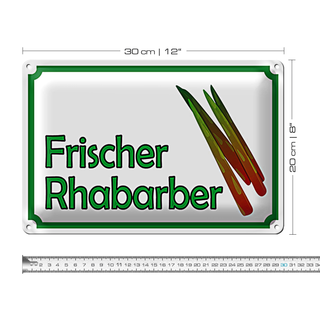 Blechschild Hinweis 30x20cm frische Rhabarber Hofladen