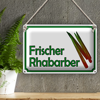 Blechschild Hinweis 30x20cm frische Rhabarber Hofladen