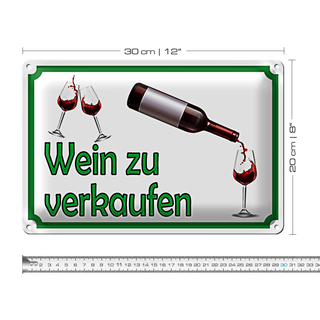 Blechschild Hinweis 30x20cm Wein zu verkaufen