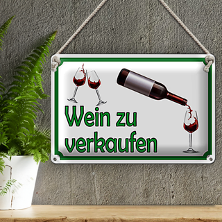 Blechschild Hinweis 30x20cm Wein zu verkaufen