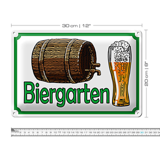 Blechschild Hinweis 30x20cm Biergarten Bier Brauerei