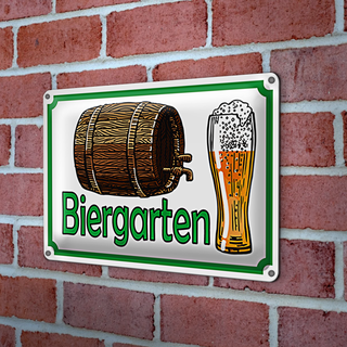 Blechschild Hinweis 30x20cm Biergarten Bier Brauerei