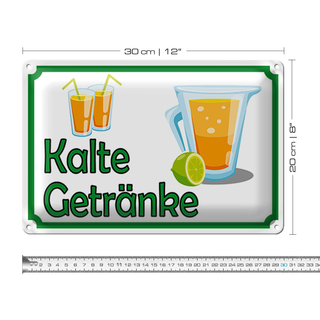 Blechschild Hinweis 30x20cm kalte Getränke Verkauf