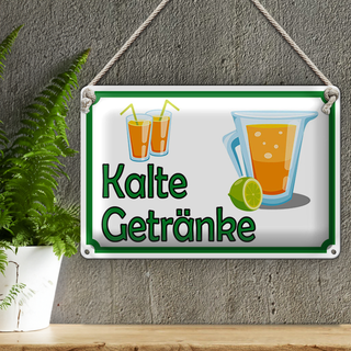 Blechschild Hinweis 30x20cm kalte Getränke Verkauf
