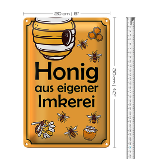 Blechschild Hinweis 20x30cm Honig aus eigener Imkerei