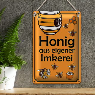 Blechschild Hinweis 20x30cm Honig aus eigener Imkerei
