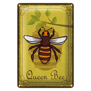 Blechschild Hinweis 20x30cm Queen Bee Biene Honig Imkerei