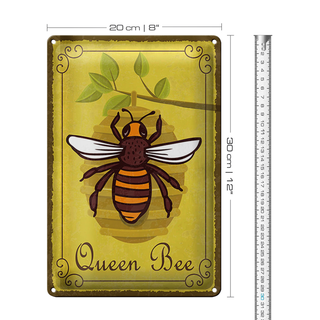 Blechschild Hinweis 20x30cm Queen Bee Biene Honig Imkerei