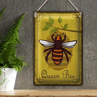Blechschild Hinweis 20x30cm Queen Bee Biene Honig Imkerei