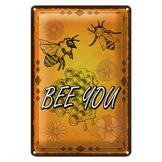 Blechschild Hinweis 20x30cm Bee you Biene Honig Imkerei