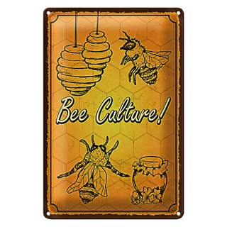 Blechschild Spruch 20x30cm Bee culture Biene Honig Imkerei