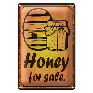Blechschild Hinweis 20x30cm Honey for sale Honig Verkauf