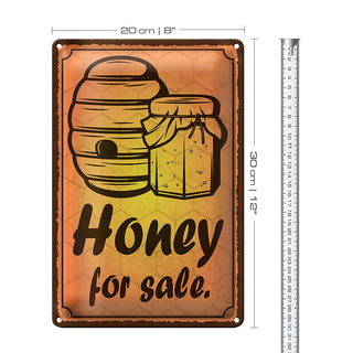 Blechschild Hinweis 20x30cm Honey for sale Honig Verkauf
