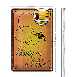Blechschild Spruch 20x30cm Busy as a bee Biene Honig Imker