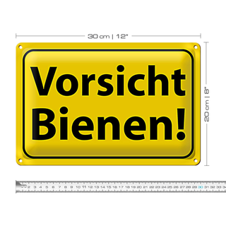Blechschild Hinweis 30x20cm Vorsicht Bienen Honig Imker