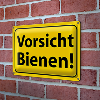 Blechschild Hinweis 30x20cm Vorsicht Bienen Honig Imker