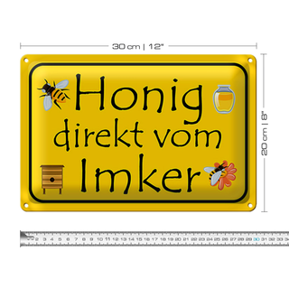 Blechschild Hinweis 30x20cm Honig direkt vom Imker