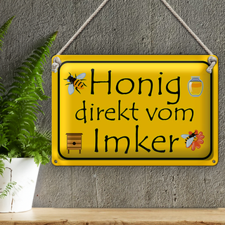 Blechschild Hinweis 30x20cm Honig direkt vom Imker