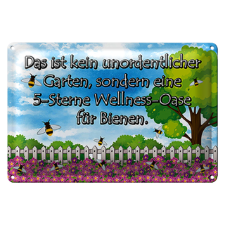 Blechschild Spruch 30x20cm kein Garten 5 Sterne Oase
