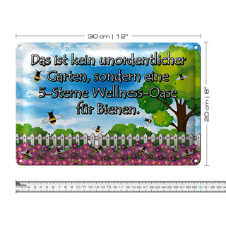 Blechschild Spruch 30x20cm kein Garten 5 Sterne Oase