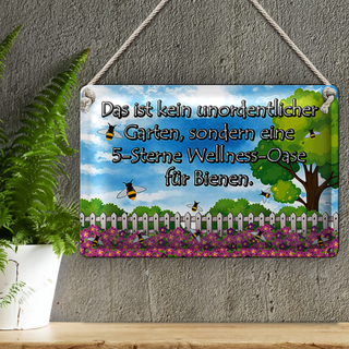 Blechschild Spruch 30x20cm kein Garten 5 Sterne Oase