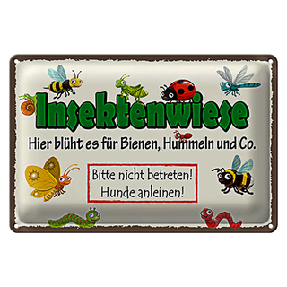 Blechschild Hinweis 30x20cm Insektenwiese Bienen Hummeln