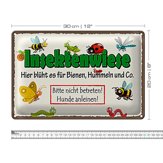 Blechschild Hinweis 30x20cm Insektenwiese Bienen Hummeln
