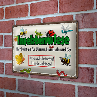 Blechschild Hinweis 30x20cm Insektenwiese Bienen Hummeln