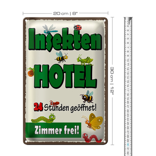 Blechschild Hinweis 20x30cm Insektenhotel Zimmer frei