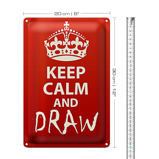 Blechschild Spruch 20x30cm Keep Calm and draw