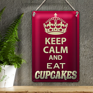 Blechschild Spruch 20x30cm Keep Calm and eat Cupcakes