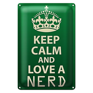 Blechschild Spruch 20x30cm Keep Calm and love a nerd